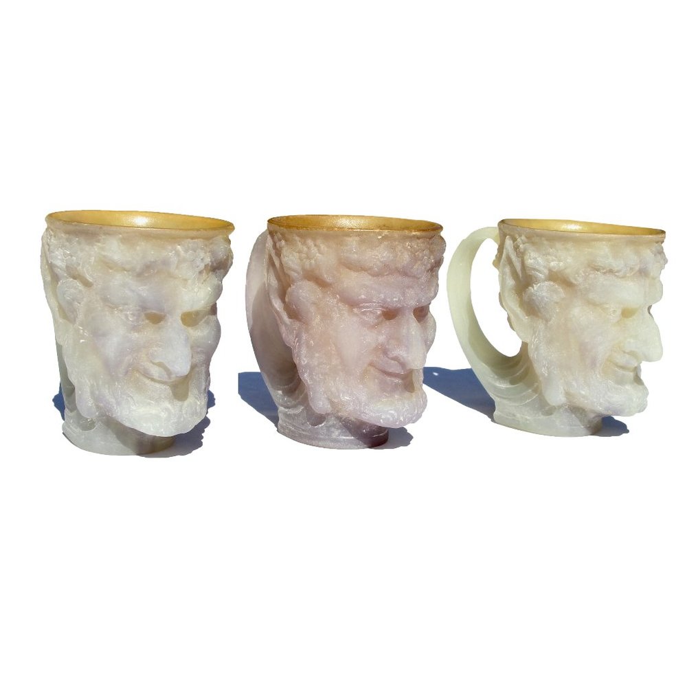 Trio of Incolay Bacchus Wine Cups Mugs